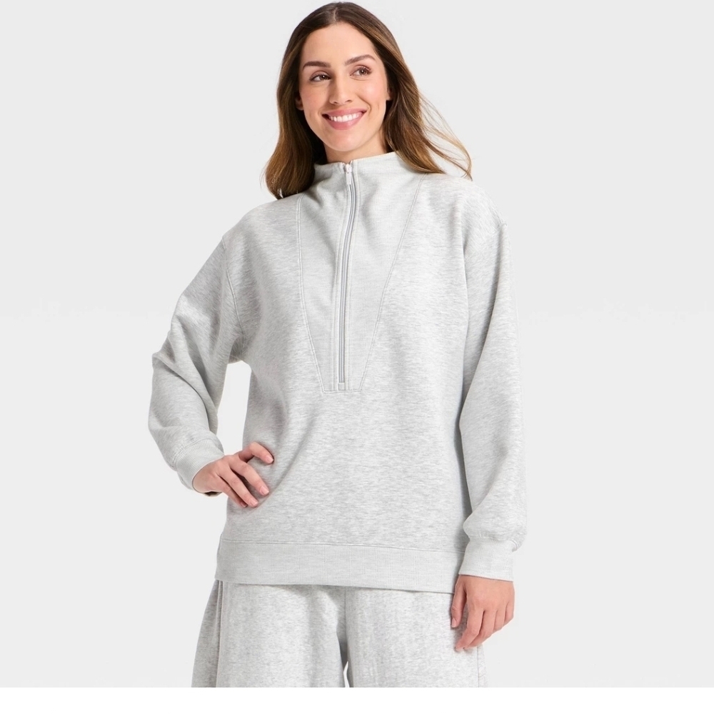 All in Motion Women's Airy Sleek Deep Zip Pullover Sweatshirt